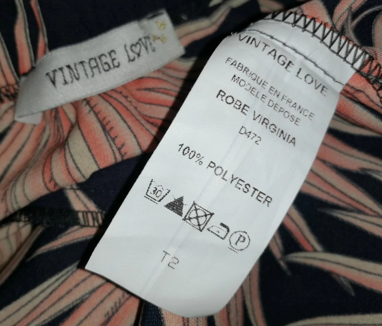 Draped dress tropical print & cowl neck "Vintage Love" - Made in France – photo 3